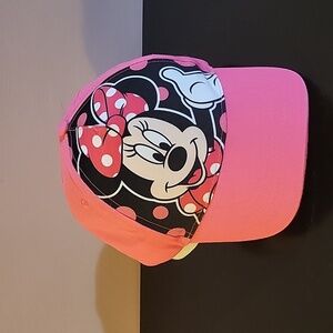 Disney Minnie Mouse Hat Cap Pink Snap Back Girls Full Logo Adjustable
